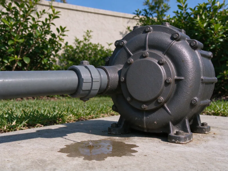 Before: dripping suction union at a jet pump