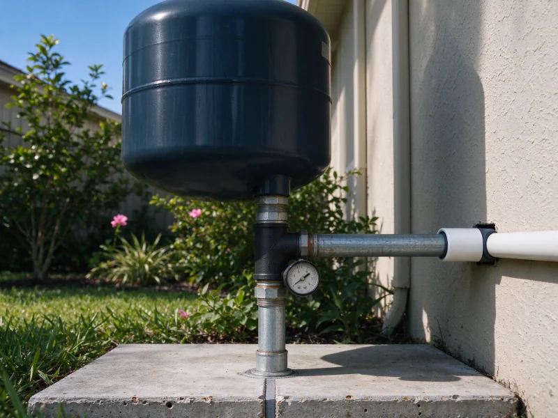 Bottom water connection and tee of a pressure tank