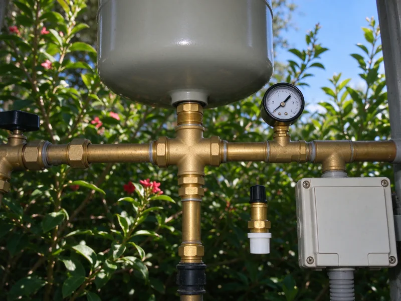 Capped test port and gauge on a tank tee