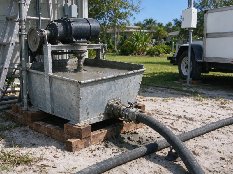 Cement grout mixed for plugging an abandoned well