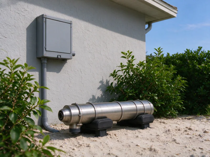 Closed pump control box above a submersible pump on cradles