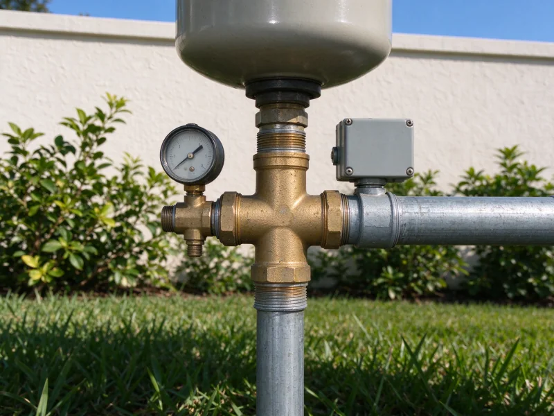 Closed well pressure switch and gauge at the tank tee