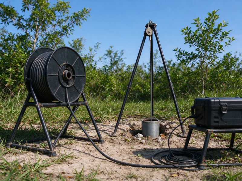 Downhole camera set up over an open well casing for inspection