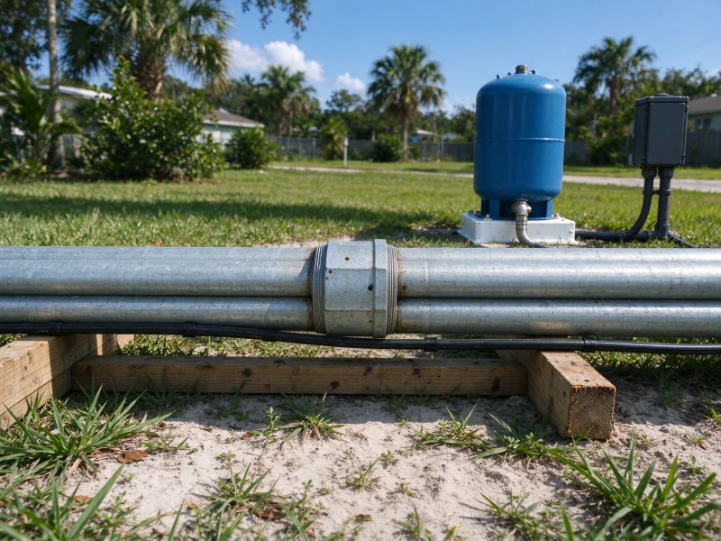 Drop pipe and coupling with taped pump cable on a rack