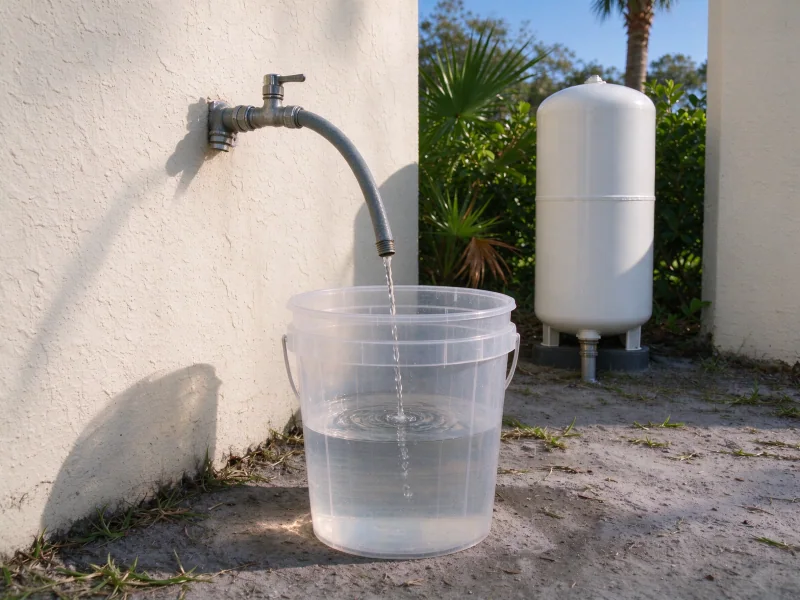 Flow test from a spigot into a bucket