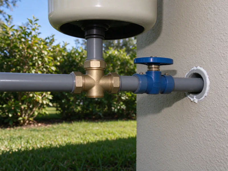 House supply line with shutoff valve leaving the tank tee
