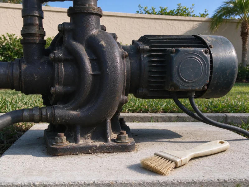 Jet pump feet and motor fins with a cleaning brush