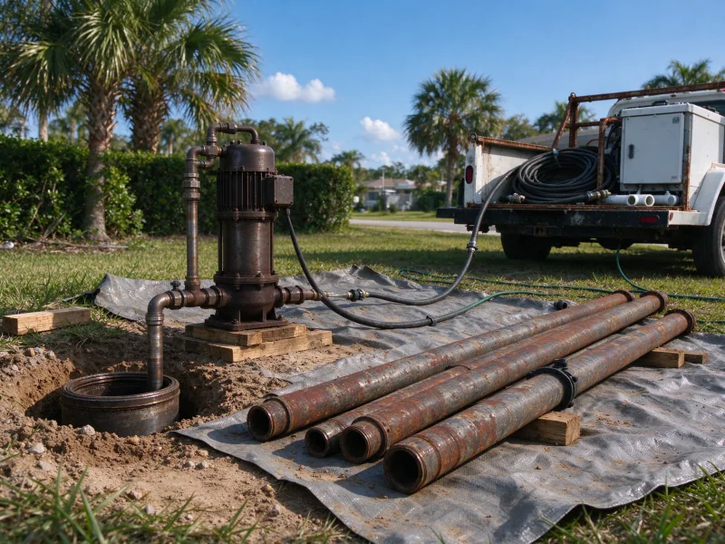 Old pump and corroded pipe removed before well abandonment