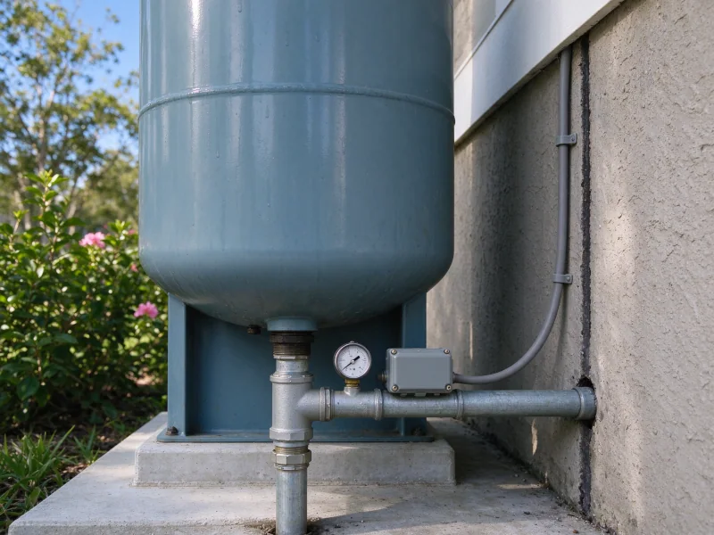 Pressure tank tee and gauge on a private well