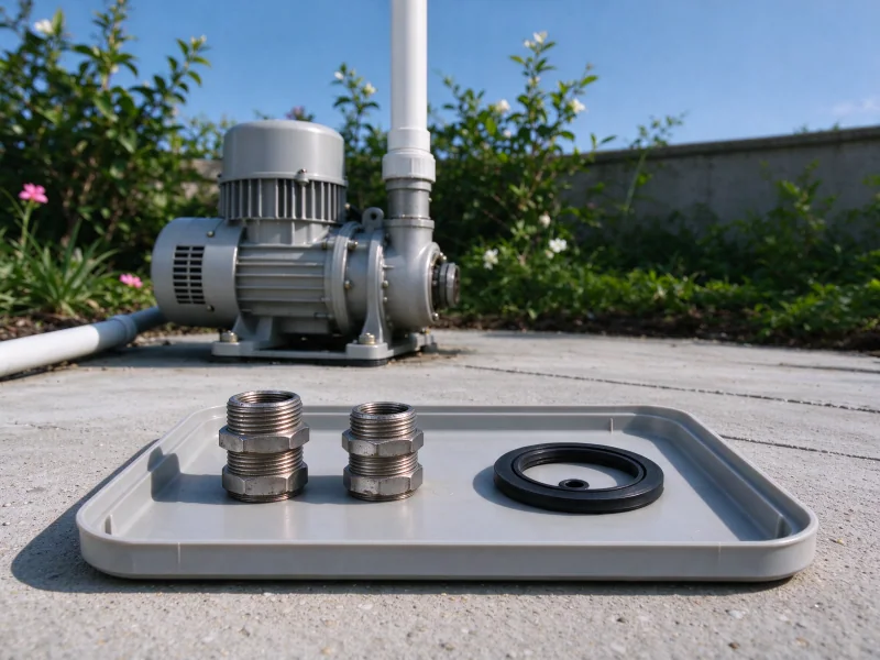 Replacement suction fittings and gasket beside a jet pump