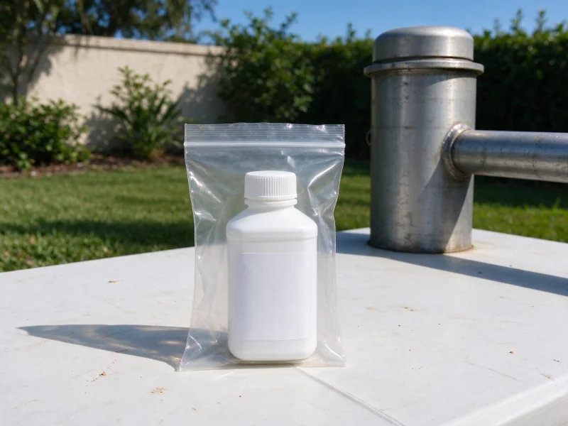 Sealed well water sample bottle on a clean table