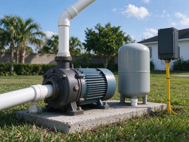Side view of a jet pump housing and motor