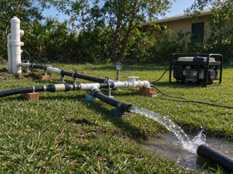 Temporary pumping test with flow meter at a new water well